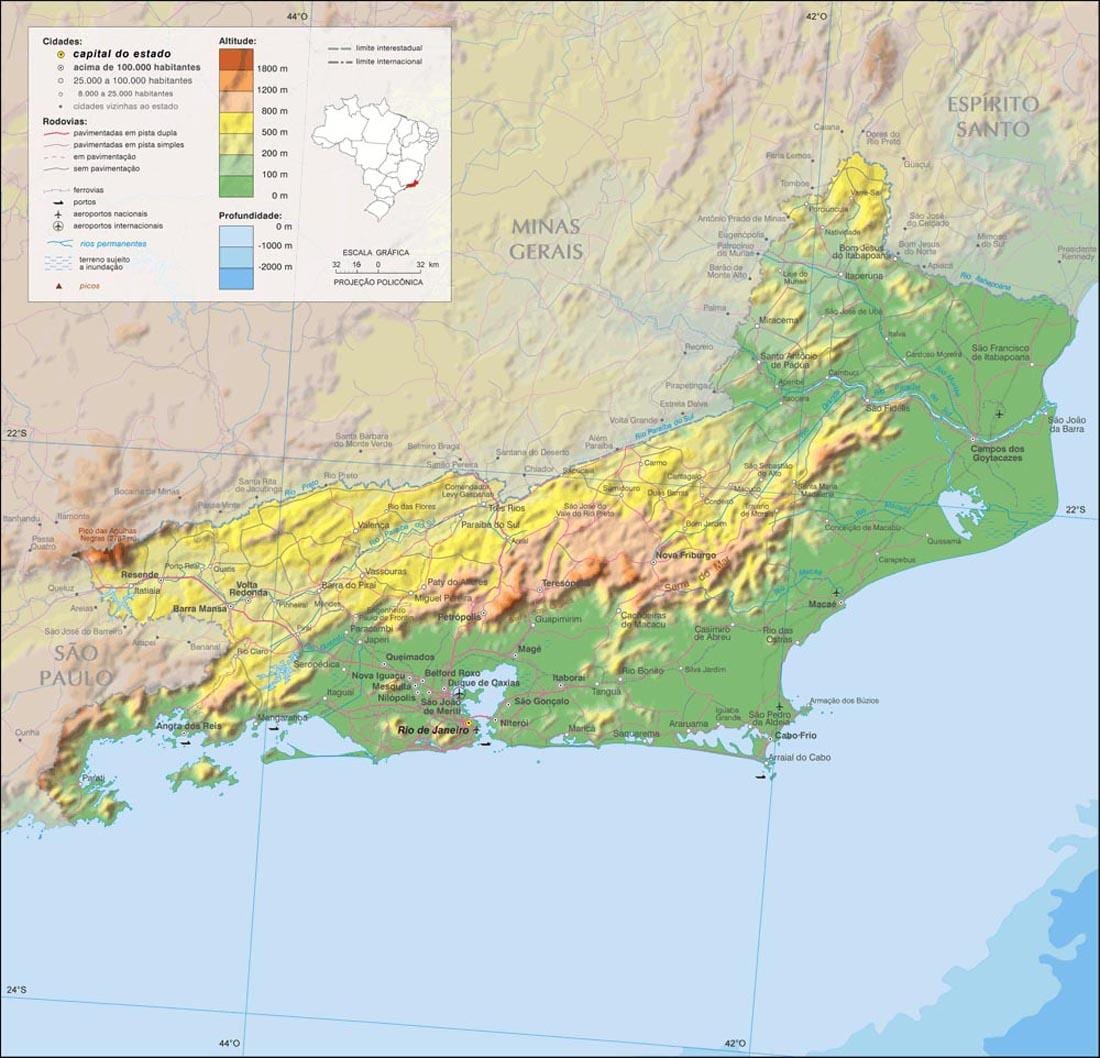 Harta de altitudine de la Rio de Janeiro
