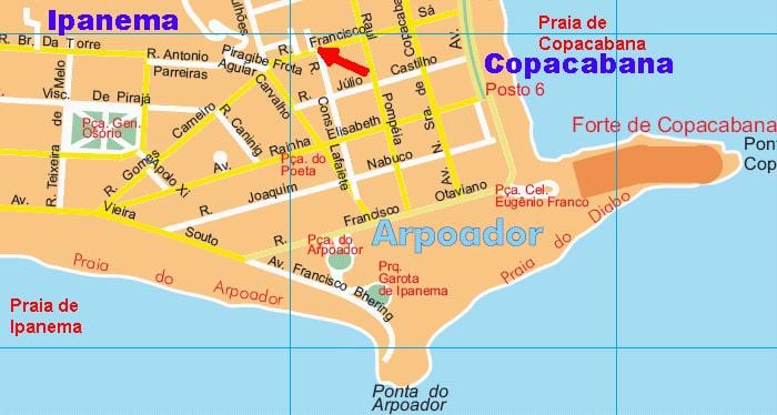 Harta de Arpoador plaja