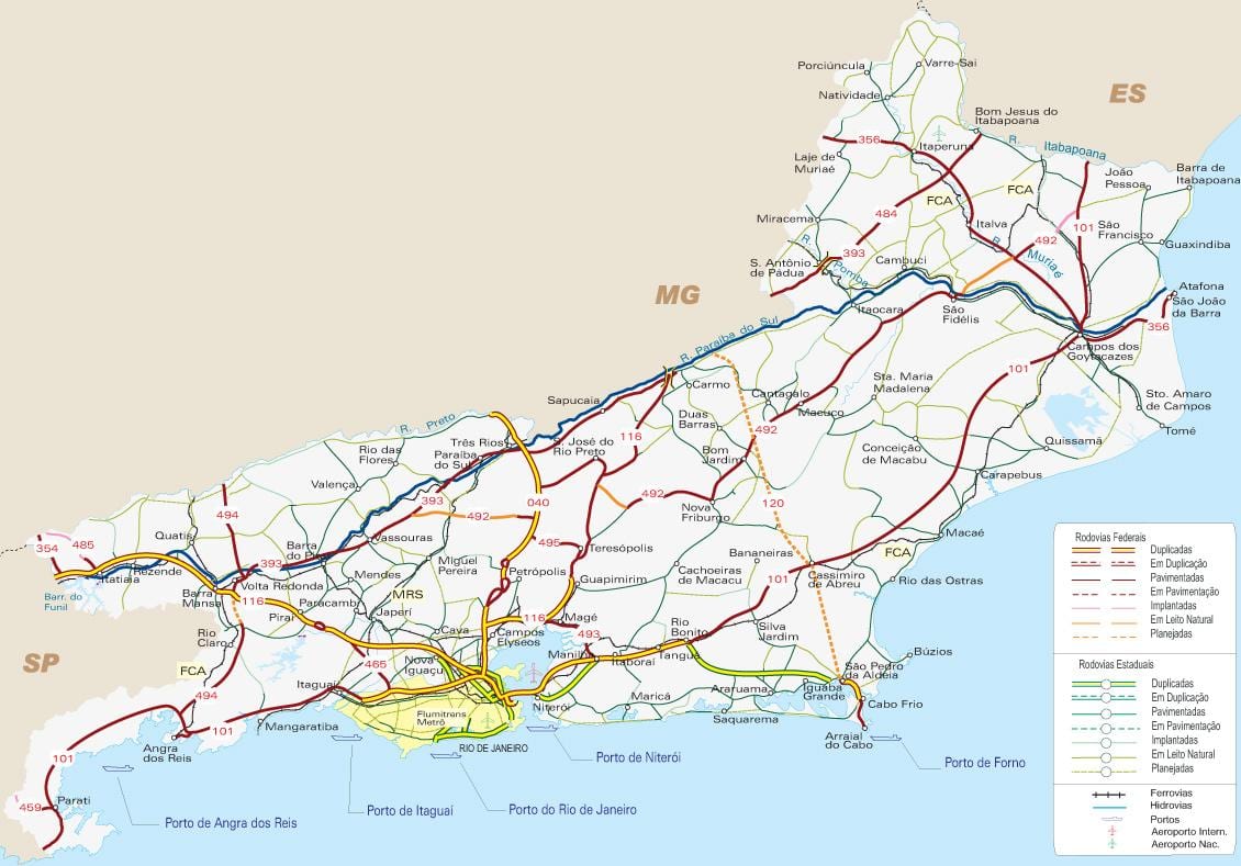 Harta de autostrăzi Rio de Janeiro