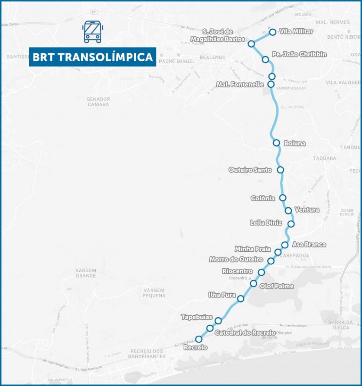 Harta BRT TransOlimpica