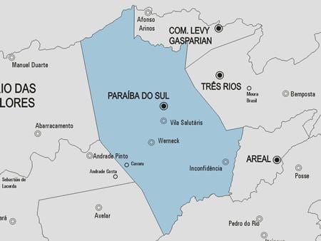 Harta Paraiba do Sul municipiului