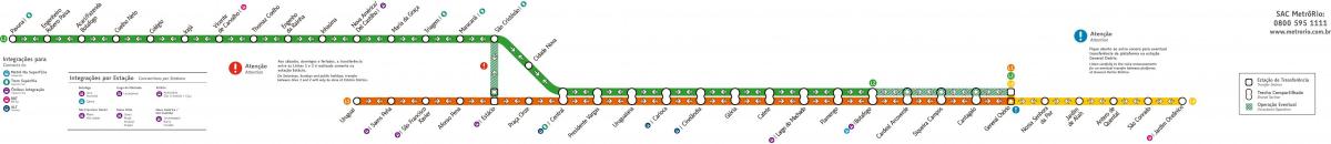 Harta de la Rio de Janeiro metro - Linii 1-2-3