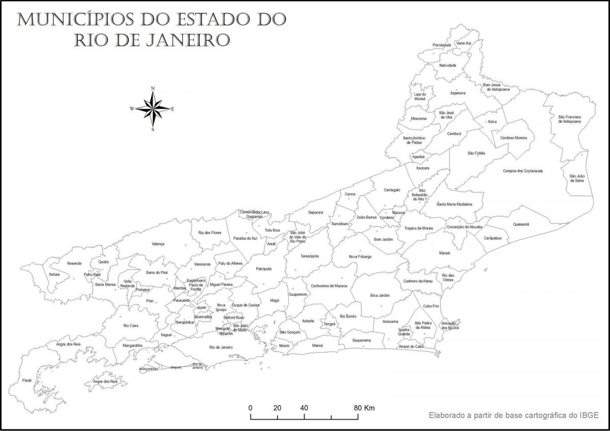 Harta de la Rio de Janeiro în alb și negru