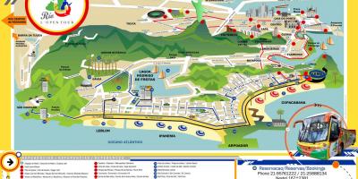 Harta de vizitare a obiectivelor Turistice cu autobuzul de la Rio de Janeiro