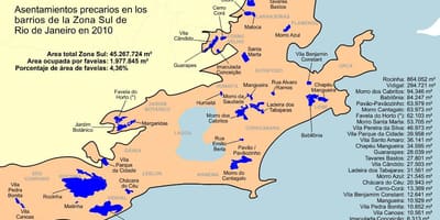 Harta favelas zona de Sud de Rio de Janeiro
