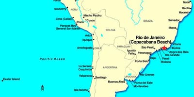 Harta de la Rio de Janeiro în America de Sud