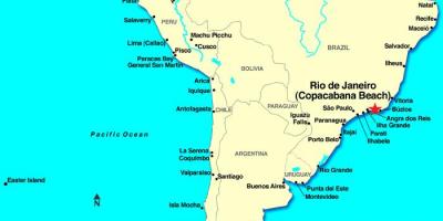 Harta de la Rio de Janeiro în America de Sud